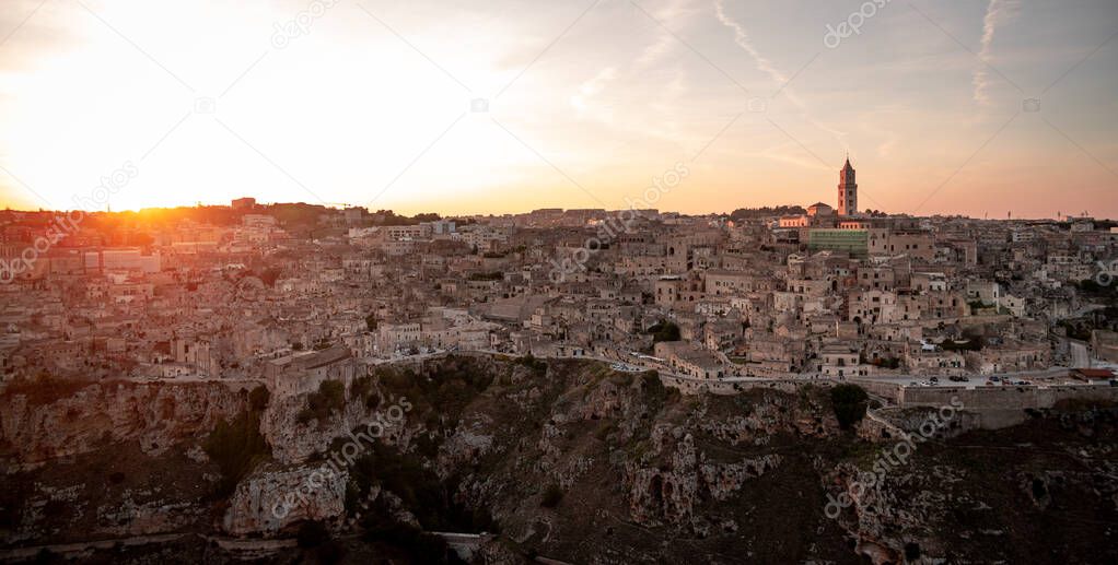 City of Matera Italy at sunset