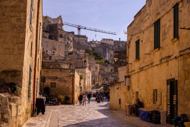 Amazing Matera Old Town - İtalya 'da tarihi bir Unesco Dünya Mirası Alanı - MATERA, İtalya - 30 Ekim 2021