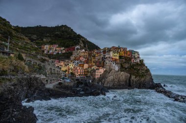 Güzel Manarola Cinque Terre İtalya 'da akşam vakti