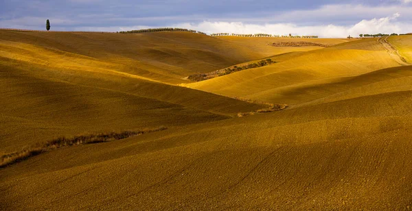 Typická venkovská pole a krajina v Toskánsku Itálie — Stock fotografie