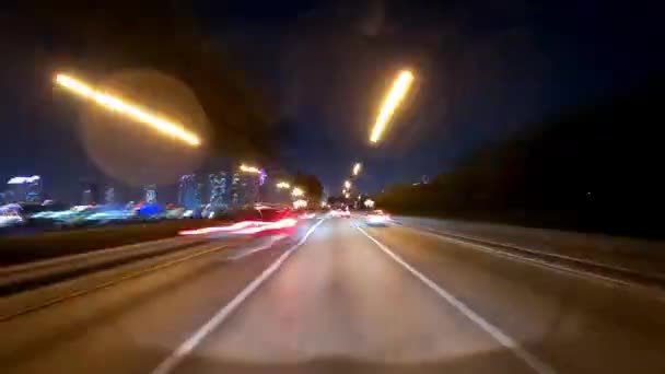 Time lapse POV Rij 's nachts door Miami — Stockvideo