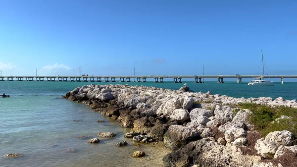 Estrada Ultramarina no Parque Estadual Bahia Honda nas Chaves da Flórida — Fotografia de Stock