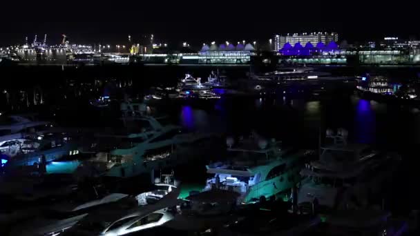Miami Marina - Porto de Miami à noite — Vídeo de Stock