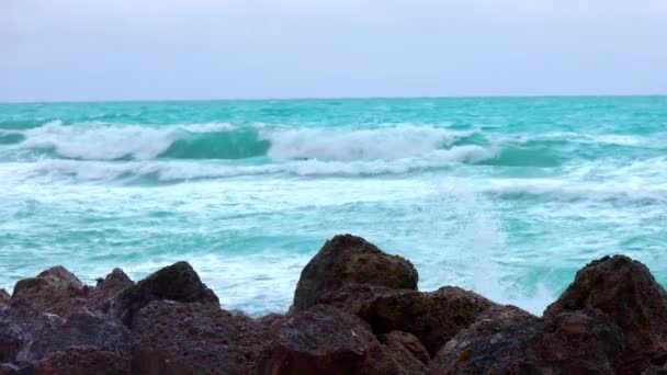 迈阿密海滩强烈海浪的慢镜头 — 图库视频影像