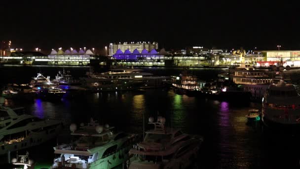 Miami Marina - Port Miami w nocy — Wideo stockowe