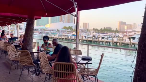 Populaire Bayside Marketplace in Downtown Miami - MIAMI, Verenigde Staten - FEBRUARI 20, 2022 — Stockvideo