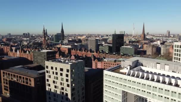 Aerial view over the City of Hamburg - HAMBURG, GERMANY - DECEMBER 25, 2021 — Stock Video