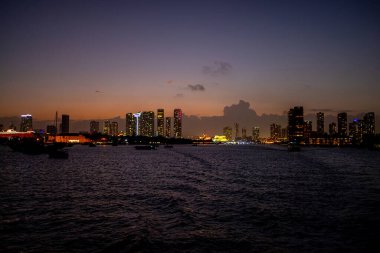 Miami 'nin Skyline' ı Akşam şehir merkezinde