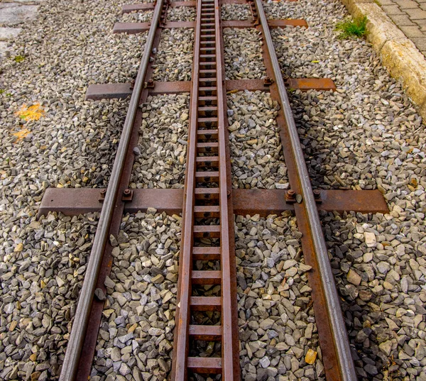 Cog railway train tracks in the Swiss Alps — Stock Photo, Image