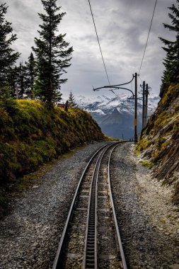 İsviçre Alplerinde çarklı tren rayları