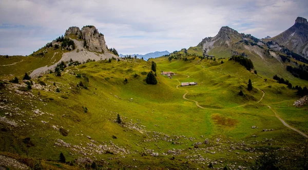 Δημοφιλή βουνό στις Ελβετικές Άλπεις που ονομάζεται Schynige Platte στην Ελβετία — Φωτογραφία Αρχείου