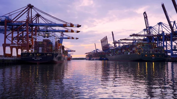 Eurogate Container Terminal in the Port of Hamburg - airview - HAMBURG CITY, Germany - MAY 10, 2021 — 스톡 사진