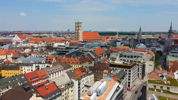 Letecký výhled na centrum Mnichova - historická čtvrť — Stock fotografie