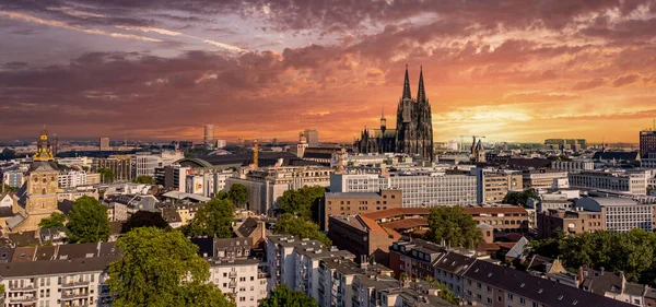 Kölns stad Tyskland från ovan med sin berömda katedral - staden färg TYSKLAND - JUNI 25, 2021 — Stockfoto