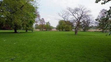 Alster Nehri üzerindeki Hamburg şehrinde yeşil alanlar ve parklar