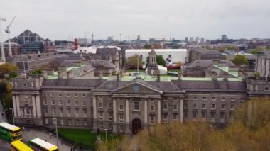 Trinity College in Dublin from above - aerial view