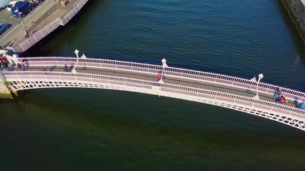 Famous Ha Penny Bridge in Dublin from above — Stockvideo