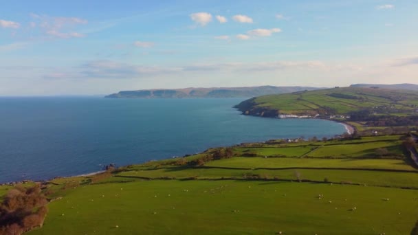 La bellissima Causeway Coast in Irlanda del Nord - vista aerea — Video Stock