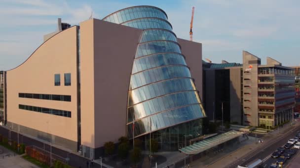 The Convention Centre Dublin aerial view - DUBLIN, IRELAND - APRIL 20, 2022 — Stockvideo