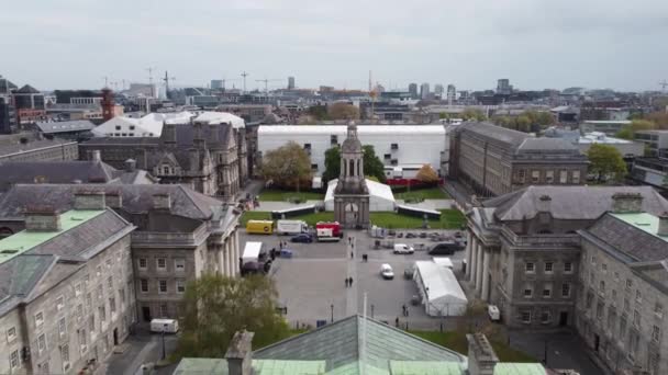 Trinity College in Dublin from above - aerial view - DUBLIN, IRELAND - APRIL 20, 2022 — Video