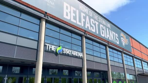 The SSE Arena in Belfast - Home of the Belfast Giants - BELFAST, UK - APRIL 25, 2022 — Stockvideo
