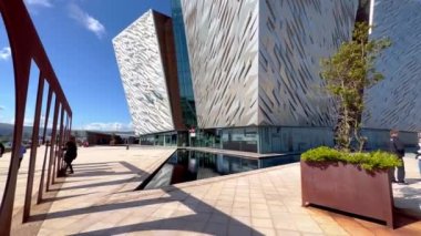 Modern Titanic building in the city of Belfast - BELFAST, UNITED KINGDOM - APRIL 25, 2022