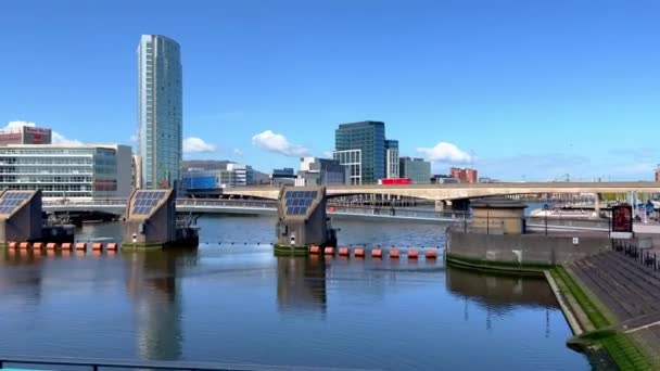Río Lagan Ciudad Belfast Irlanda Fotos Viaje — Vídeos de Stock