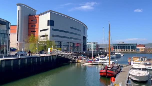 Belfast Harbour Marina Belfast United Kingdom April 2022 — Stock videók