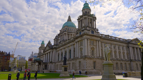 Belfast City Hall Wide Angle View Belfast United Kingdom April Royalty Free Stock Images