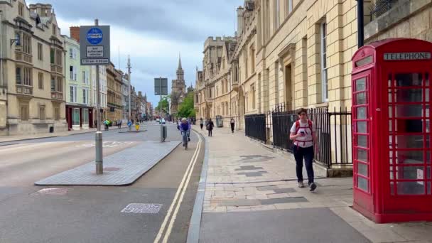 Вид Улицу Центре Оксфорда Oxford United Kingdom Iune 2022 — стоковое видео