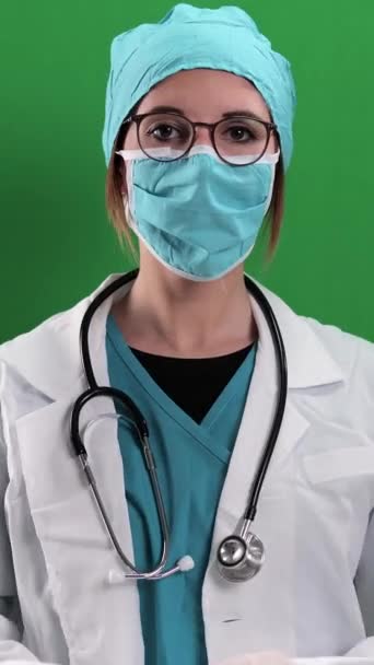 Portrait Female Doctor Studio Photography Vertical Video — Wideo stockowe