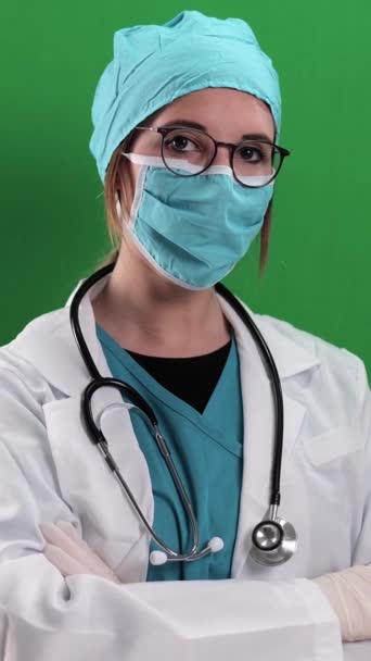 Portrait Female Doctor Studio Photography Vertical Video — Wideo stockowe