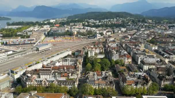 City Lucerne Switzerland Aerial View — Wideo stockowe
