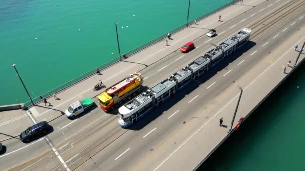 Quay Bridge River Limmat City Zurich Switzerland — Video Stock