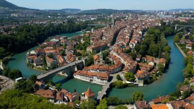 City of Bern in Switzerland from above - the capital city aerial view