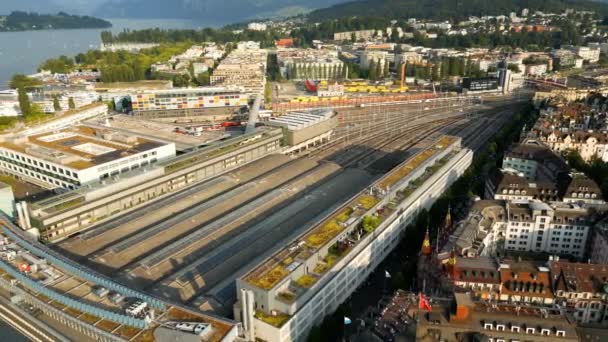 City Lucerne Switzerland Aerial View — стоковое видео