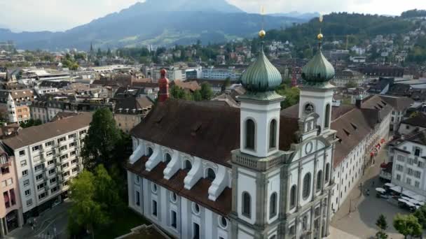 Chiesa Dei Gesuiti San Francesco Nella Città Lucerna Svizzera — Video Stock