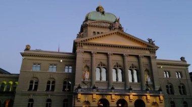 Parliament Building of Bern in Switzerland called Bundeshaus - the capital city aerial view