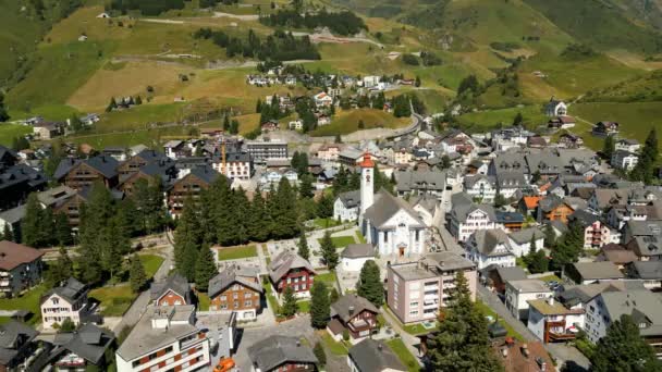 Aerial View Andermatt Switzerland Popular Village — ストック動画