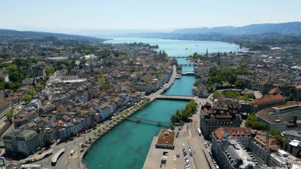 View Zurich Switzerland Lake Zurich Sunny Day — Vídeos de Stock