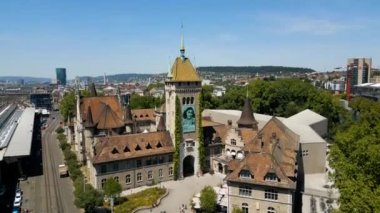 Anne Frank Exhibition at the Swiss National Museum in the city center of Zurich - aerial view