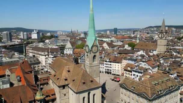 Roof Tops Zurich Famous City Switzerland View — Stockvideo
