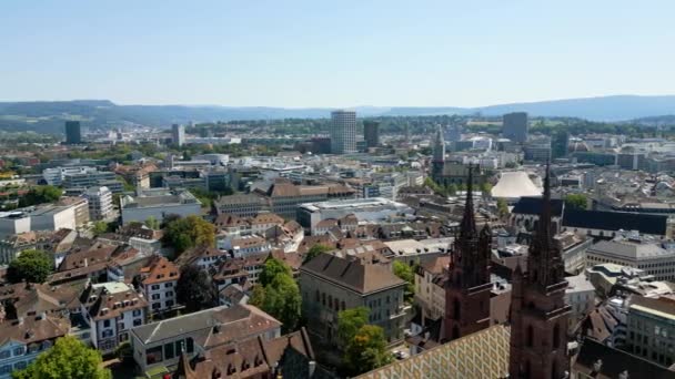 Stad Bazel Zwitserland Van Bovenaf Luchtfoto — Stockvideo