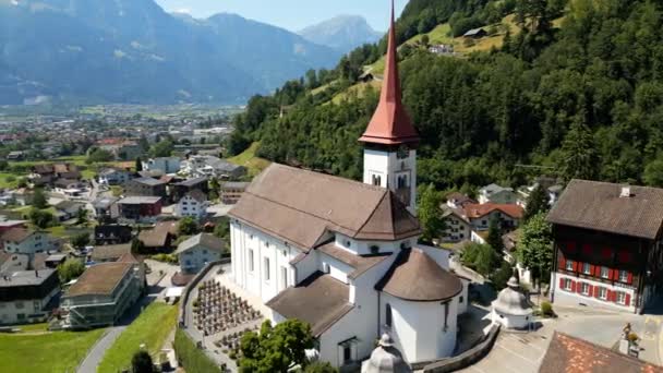 Village Burglen Switzerland Klausen Pass – stockvideo