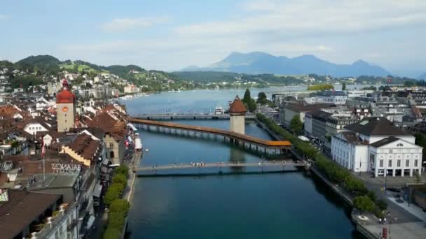Amazing Aerial View City Lucerne Switzerland — Video Stock