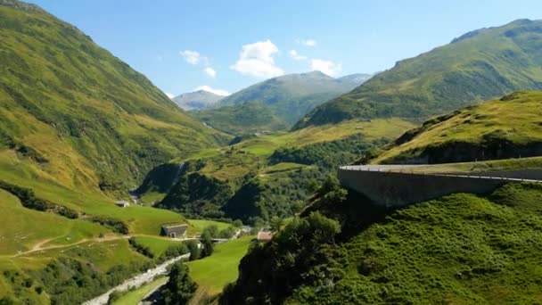 Горная Дорога Фурка Швейцарии Сверху — стоковое видео