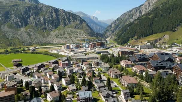 Village Andermatt Switzerland Aerial View — Stockvideo