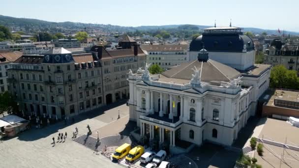 Opera House Městě Curych Švýcarsku Shora Letecký Pohled — Stock video