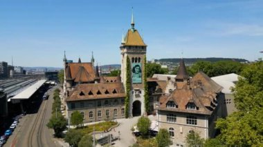 Anne Frank Exhibition at the Swiss National Museum in the city center of Zurich - aerial view