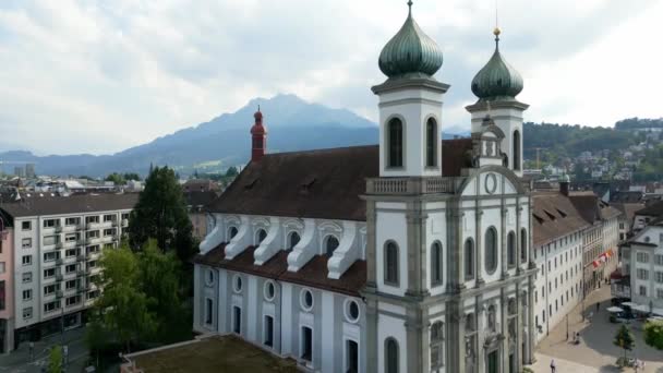 Jezuitský Kostel Františka Městě Lucerna Švýcarsku — Stock video